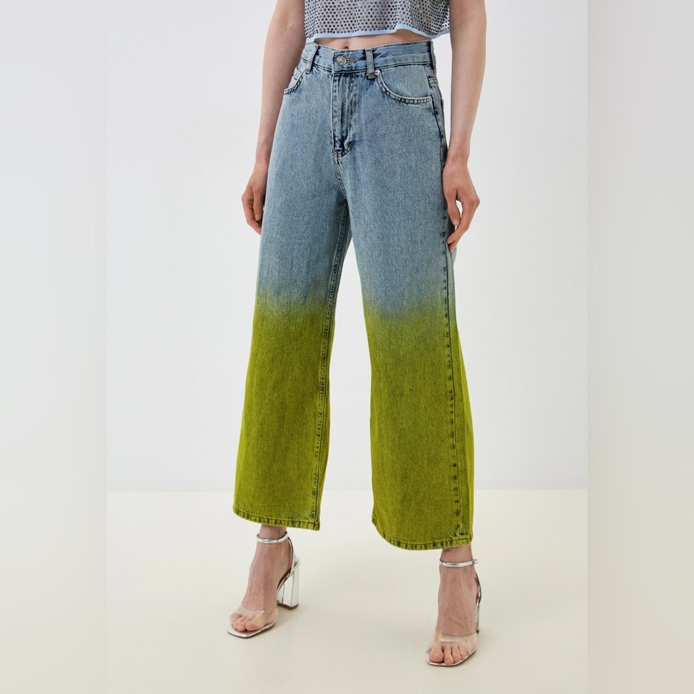 Nocturne Green Ombre Wide Leg Jeans Size S EU 36 NWT - Picture 1 of 15